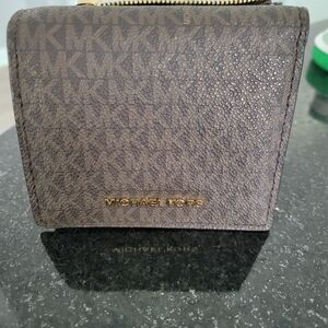 Michael Kors Textured Brown Wallet with Gold Logo